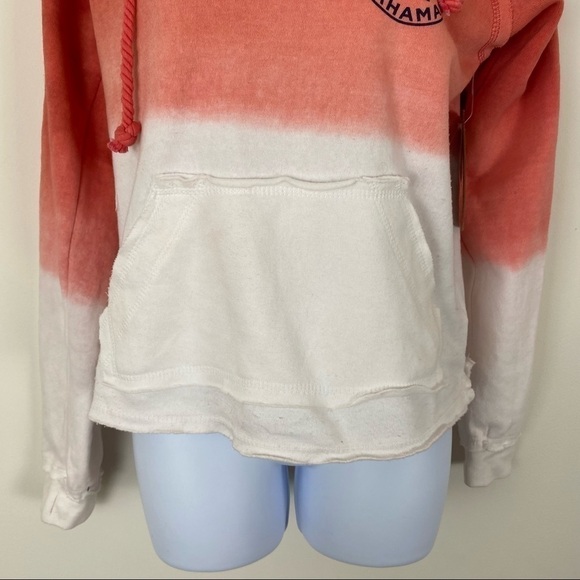 NEW NWT EXIST Tie Dye Ombré Dipped Hoodie Sweatshirt Cropped Coral White Small - Picture 4 of 9
